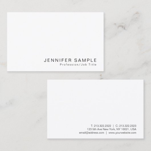 Moderne Professional Classy Simple Design White Visitekaartje (Voorkant / Achterkant)