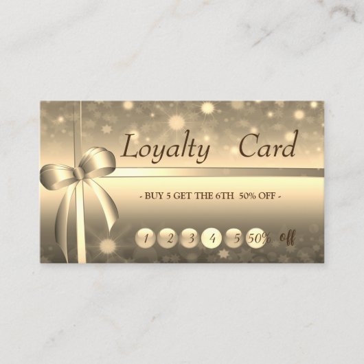 Moderne Professional Elegant Gold Bow Loyalty-Kaar Klantenkaartje (Voorkant)
