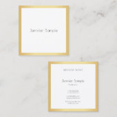 Moderne Professional Elegant Gold White Sjabloon Vierkante Visitekaartje (Voorkant / Achterkant)