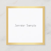Moderne Professional Elegant Gold White Sjabloon Vierkante Visitekaartje (Voorkant)