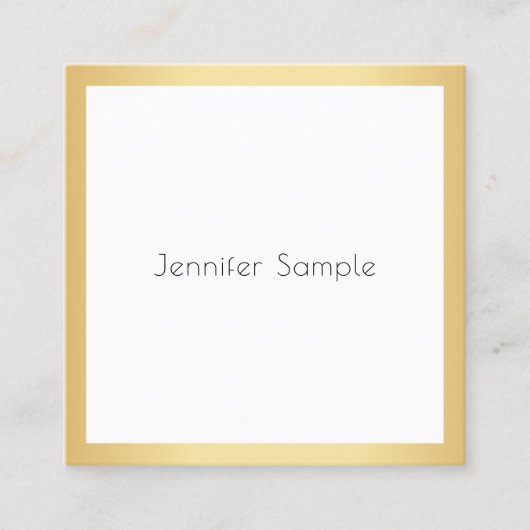 Moderne Professional Elegant Gold White Sjabloon Vierkante Visitekaartje (Voorkant)