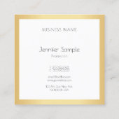 Moderne Professional Elegant Gold White Sjabloon Vierkante Visitekaartje (Achterkant)