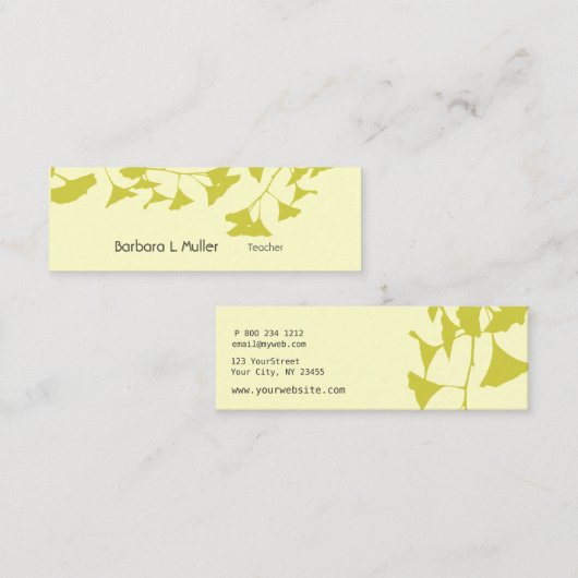 Moderne Professional Ginkgo Leaf Natuur minimaal Mini Visitekaartje (Voorkant / Achterkant)