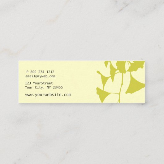 Moderne Professional Ginkgo Leaf Natuur minimaal Mini Visitekaartje (Achterkant)