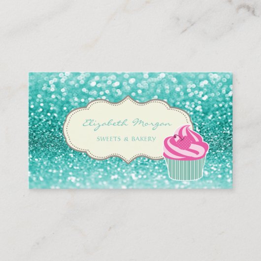 Moderne professional, Glitter Bokeh, Cupcake Visitekaartje (Voorkant)