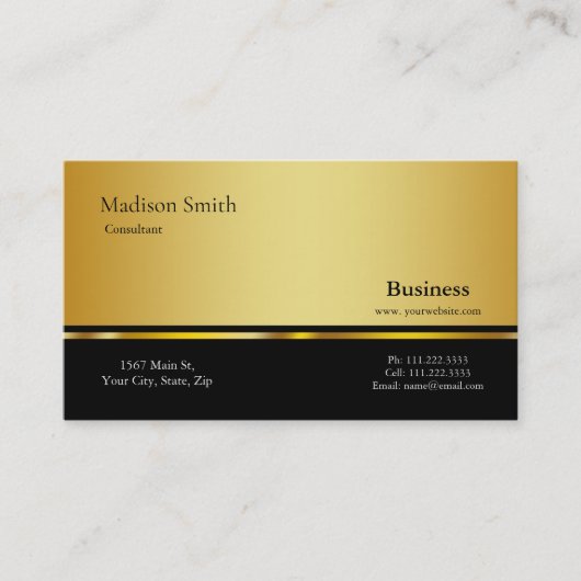 Moderne Professional Gold Metal Consultant Busines Visitekaartje (Voorkant)