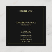 Moderne Professional Gold Text Elegant Black Trend Vierkante Visitekaartje (Achterkant)
