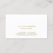 Moderne Professional Gold White, eenvoudig Visitekaartje (Achterkant)