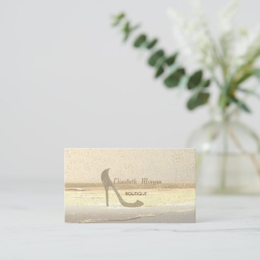Moderne Professional High-Heel, Gold Confetti Visitekaartje (Staand voorkant)