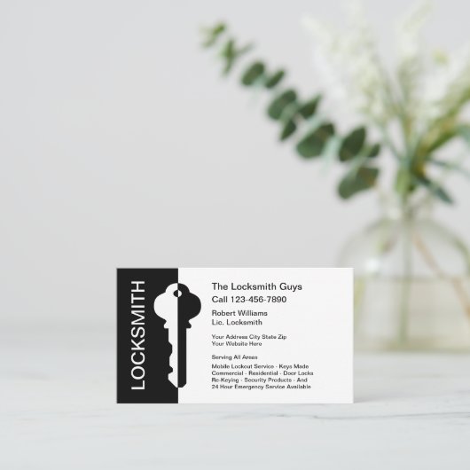 Moderne Professional Locksmith Service Visitekaartje (Staand voorkant)