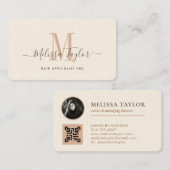 Moderne Professional Premium-crème en bruine foto Visitekaartje (Voorkant / Achterkant)