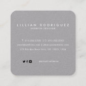 Moderne Professional Premium Grey White Signature Vierkante Visitekaartje (Achterkant)