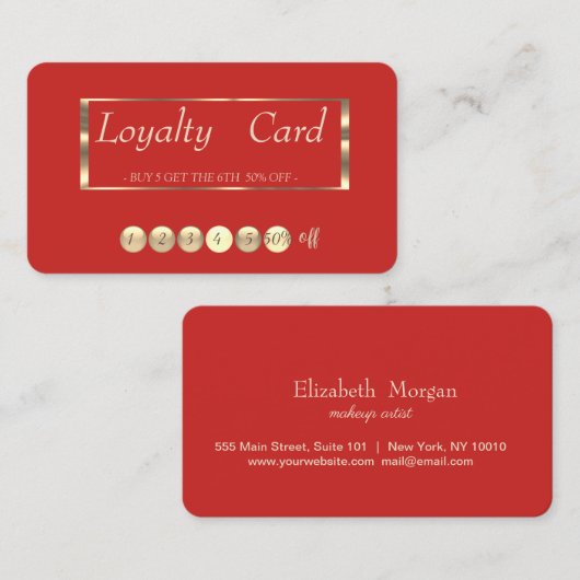 Moderne Professional Red Loyalty-Kaart Klantenkaartje (Voorkant / Achterkant)