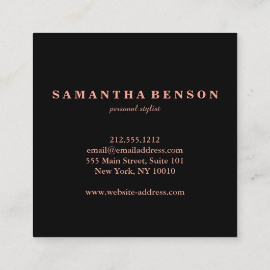 Moderne Professional Stylist Chic Copper Roos Gold Vierkante Visitekaartje (Achterkant)