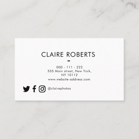 moderne professional | visitekaartje fotograaf (Achterkant)