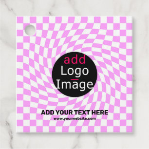 Moderne Professioneel Aangepast merk Checker Roze Bedankjes Labels