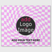 Moderne Professioneel Aangepast merk Checker Roze Cadeaupapier (Vlak)