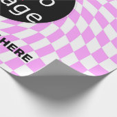 Moderne Professioneel Aangepast merk Checker Roze Cadeaupapier (Hoek)