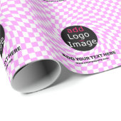 Moderne Professioneel Aangepast merk Checker Roze Cadeaupapier (Rol Hoek)