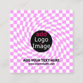Moderne Professioneel Aangepast merk Checker Roze Informatiekaartje