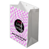Moderne Professioneel Aangepast merk Checker Roze Medium Cadeauzakje (Voorkant Gekanteld)