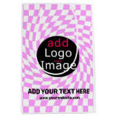 Moderne Professioneel Aangepast merk Checker Roze Medium Cadeauzakje (Voorkant)