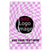 Moderne Professioneel Aangepast merk Checker Roze Medium Cadeauzakje (Achterkant)
