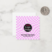 Moderne Professioneel Aangepast merk Checker Roze Notitiekaartje (Voorkant / Achterkant in situ)