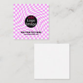 Moderne Professioneel Aangepast merk Checker Roze Notitiekaartje (Voorkant / Achterkant)