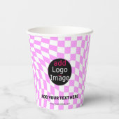 Moderne Professioneel Aangepast merk Checker Roze Papieren Bekers (Achterkant)