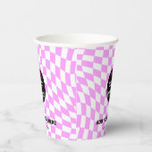 Moderne Professioneel Aangepast merk Checker Roze Papieren Bekers (Rechts)