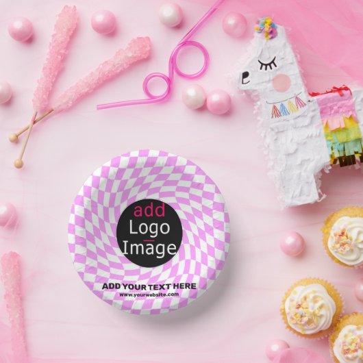 Moderne Professioneel Aangepast merk Checker Roze Papieren Kommen (Feest)