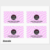 Moderne Professioneel Aangepast merk Checker Roze Rechthoekige Sticker (Vel)