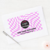 Moderne Professioneel Aangepast merk Checker Roze Rechthoekige Sticker (Envelop)