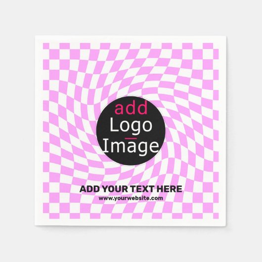 Moderne Professioneel Aangepast merk Checker Roze Servet (Voorkant)