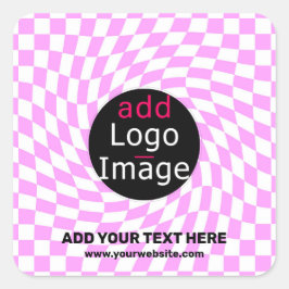 Moderne Professioneel Aangepast merk Checker Roze Vierkante Sticker