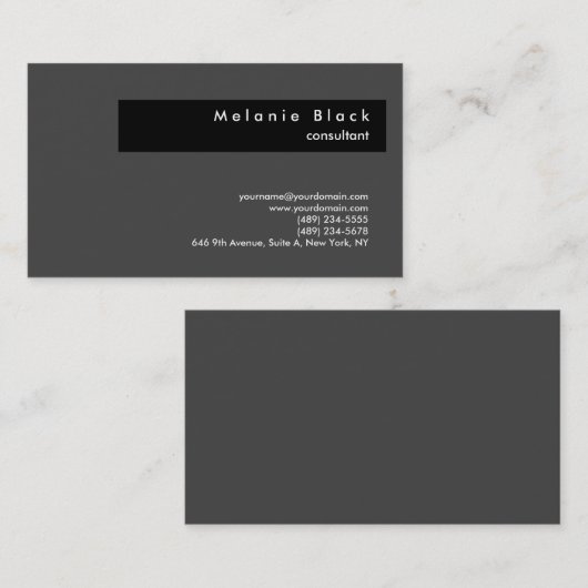 Moderne Professioneel grijs Zwart consultant Manag Visitekaartje (Voorkant / Achterkant)