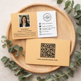 Moderne professionele aangepaste foto en QR-code Visitekaartje
