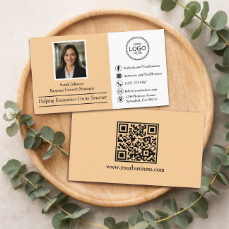 Moderne professionele aangepaste foto en QR-code Visitekaartje