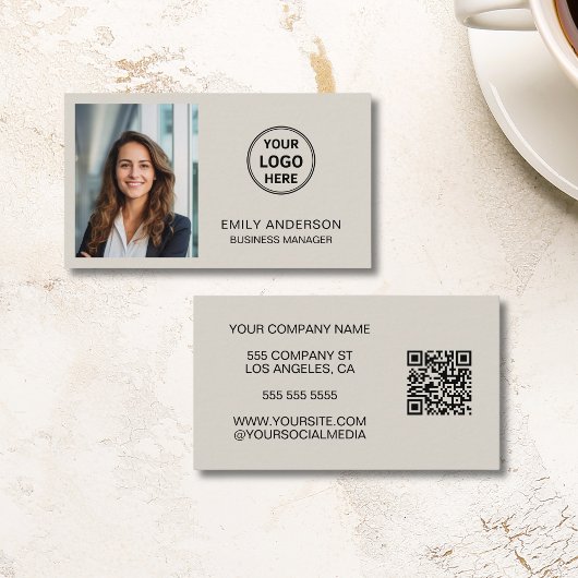 Moderne Professionele Aangepaste Foto Logo QR Visitekaartje