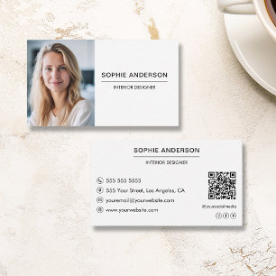 Moderne professionele aangepaste foto QR-wit Visitekaartje