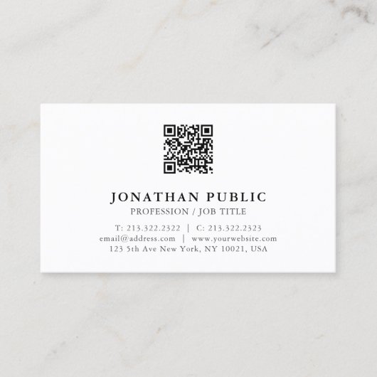 Moderne professionele aangepaste Jouw tekst QR-cod Visitekaartje (Voorkant)