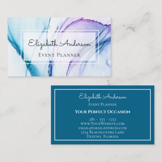 Moderne professionele Abstracte blauwe Waterverf Visitekaartje (Voorkant / Achterkant)
