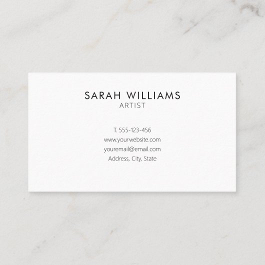 Moderne professionele artiest visitekaartje (Achterkant)