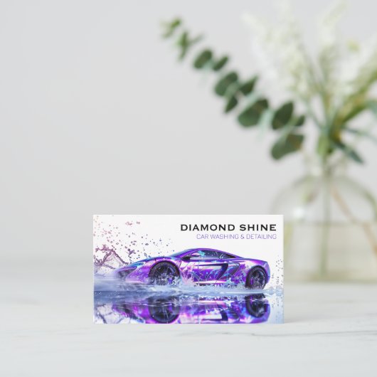 Moderne professionele auto detaillering wassen sch visitekaartje (Staand voorkant)