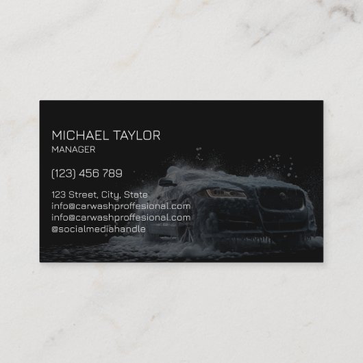 Moderne professionele auto detaillering wassen sch visitekaartje (Achterkant)