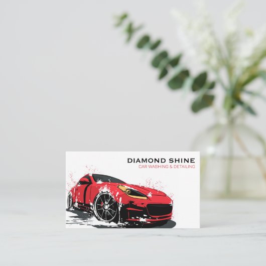 Moderne professionele auto detaillering wassen sch visitekaartje (Staand voorkant)