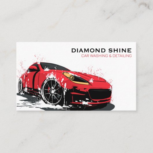 Moderne professionele auto detaillering wassen sch visitekaartje (Voorkant)