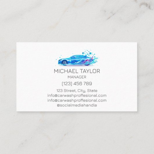Moderne Professionele Auto Wassen Auto Detailing Visitekaartje (Achterkant)