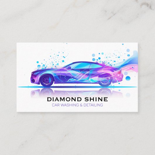 Moderne Professionele Auto Wassen Auto Detailing Visitekaartje (Voorkant)